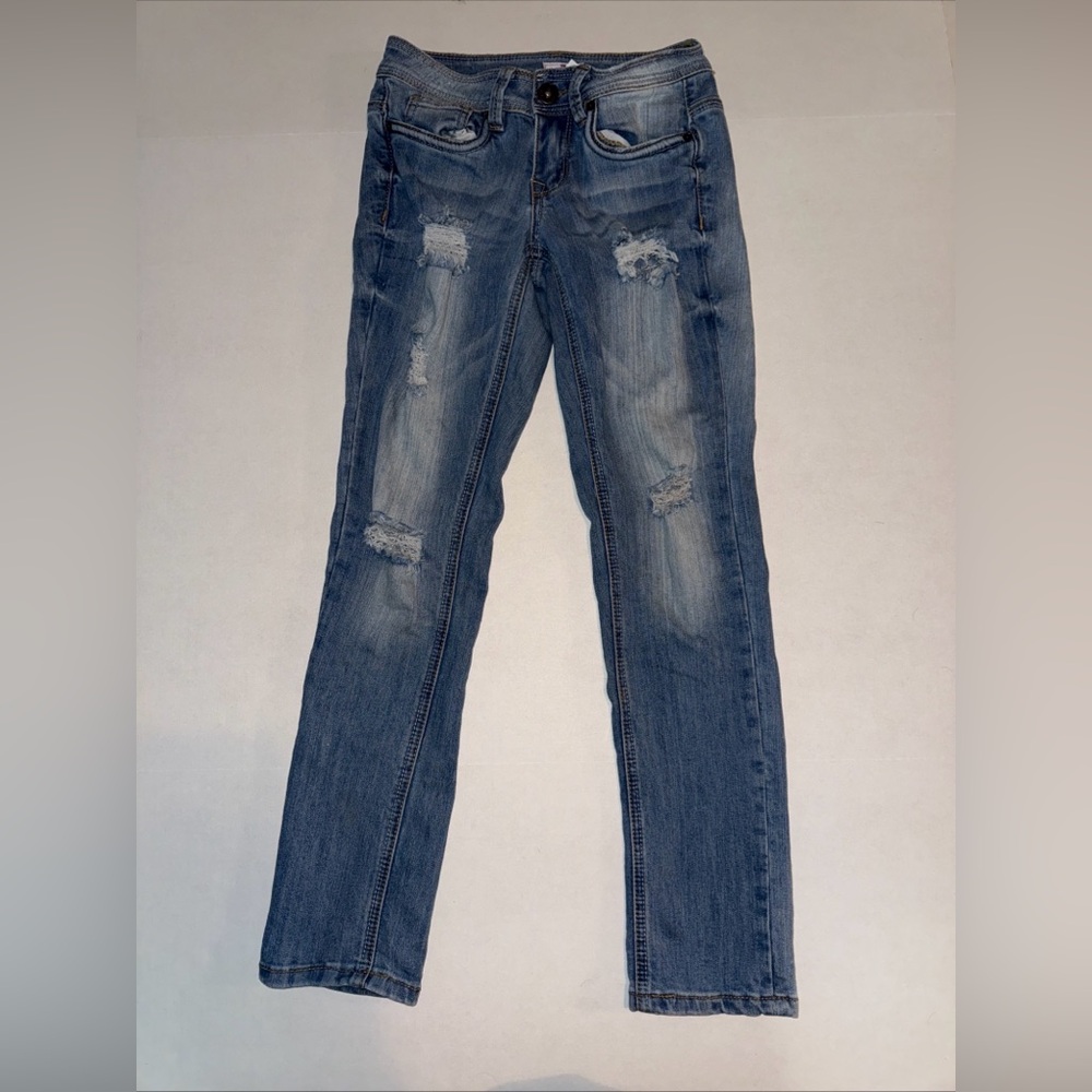 Bongo Light Wash Distressed Skinny Denim Jeans Junior's Ladies Size 1